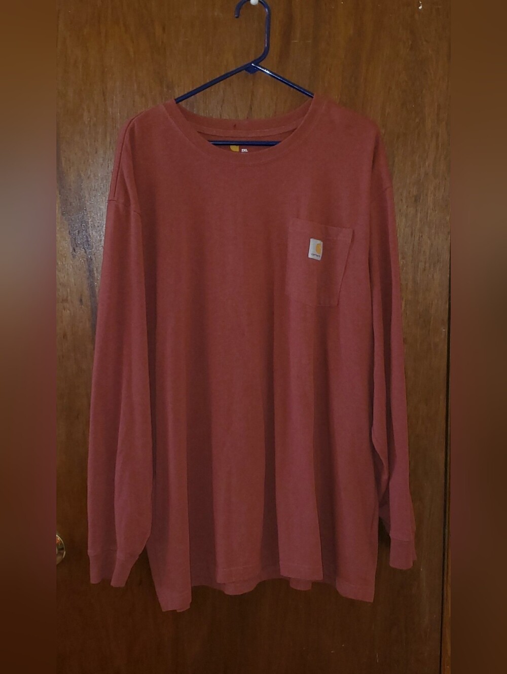 Carhartt Long Sleeve Pocket T Shirt Sz 2xl Rust Red